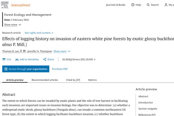 forest ecosystem study on effects of logging and clearcutting white pines jennifer h thompson and thomas d lee
